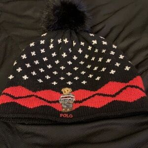 Polo by Ralph Lauren ' Black and Red Bear Beanie